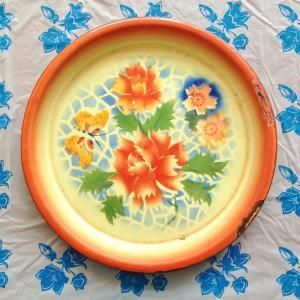 China Vintage 花柄ホーローお盆 Birkahve China Vintage 花柄ホーローお盆 Birkahve