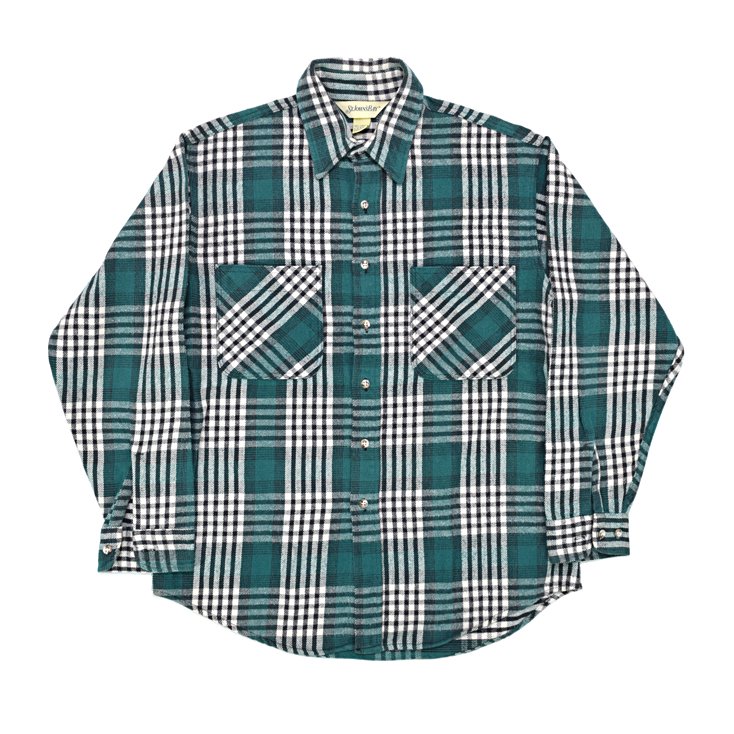 90'S ST. JOHN'S BAY USA製 緑ベース フランネルシャツ 【L】 - 神戸 