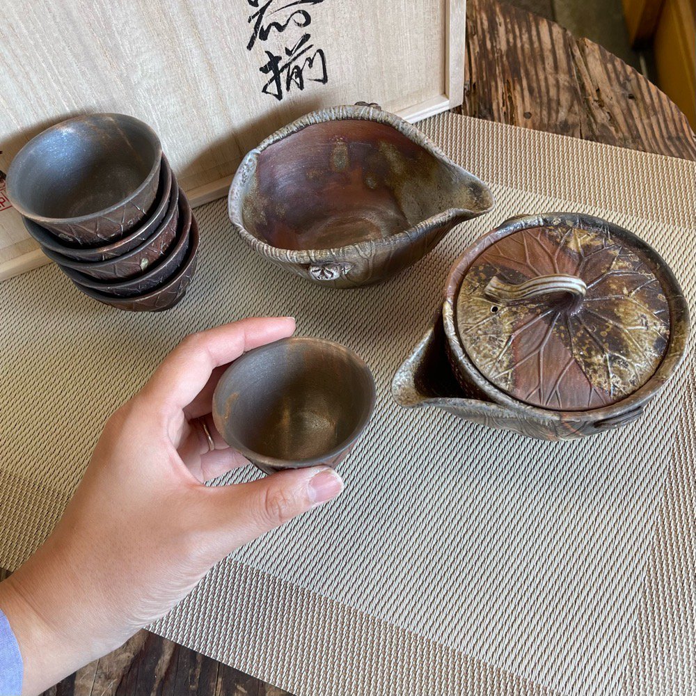 蓮とカニの茶器セット - 陶古窯オンラインショップ