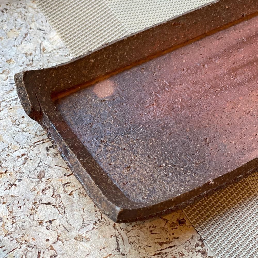 備前焼 四方皿 大皿 飾り皿 小西陶蔵作 供箱付 AB3 備前焼 四方皿 大皿 飾り皿 小西陶蔵作 供箱付 AB3