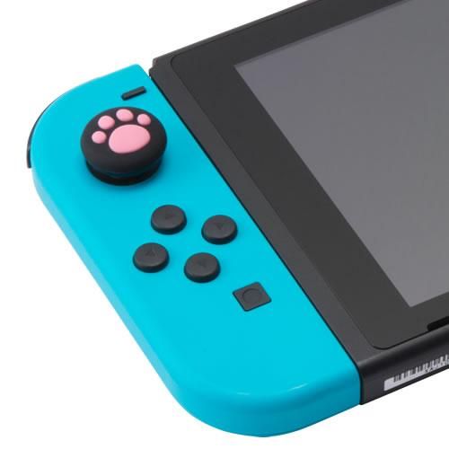 Cyber アナログスティックカバー ねこにゃん Switch Joy Con用 黒 サイバーガジェットオンラインショップ