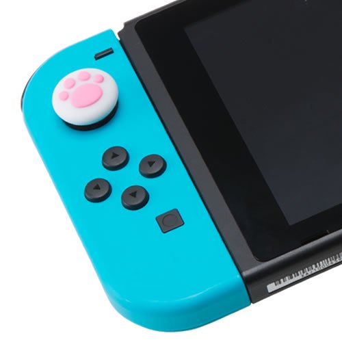 Cyber アナログスティックカバー ねこにゃん Switch Joy Con用 白 サイバーガジェットオンラインショップ