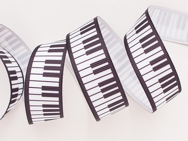 ピアノ鍵盤柄グログランリボンをお探しなら！！ - グログランリボン、オーガンジー、サテンリボン、ヘアアクセサリー資材、ランジェリー資材の通販　 MATERIAL　BOX
