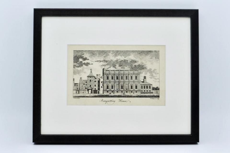 イギリス【アンティーク】Banquetting House 銅版画 1766年 - 西洋 