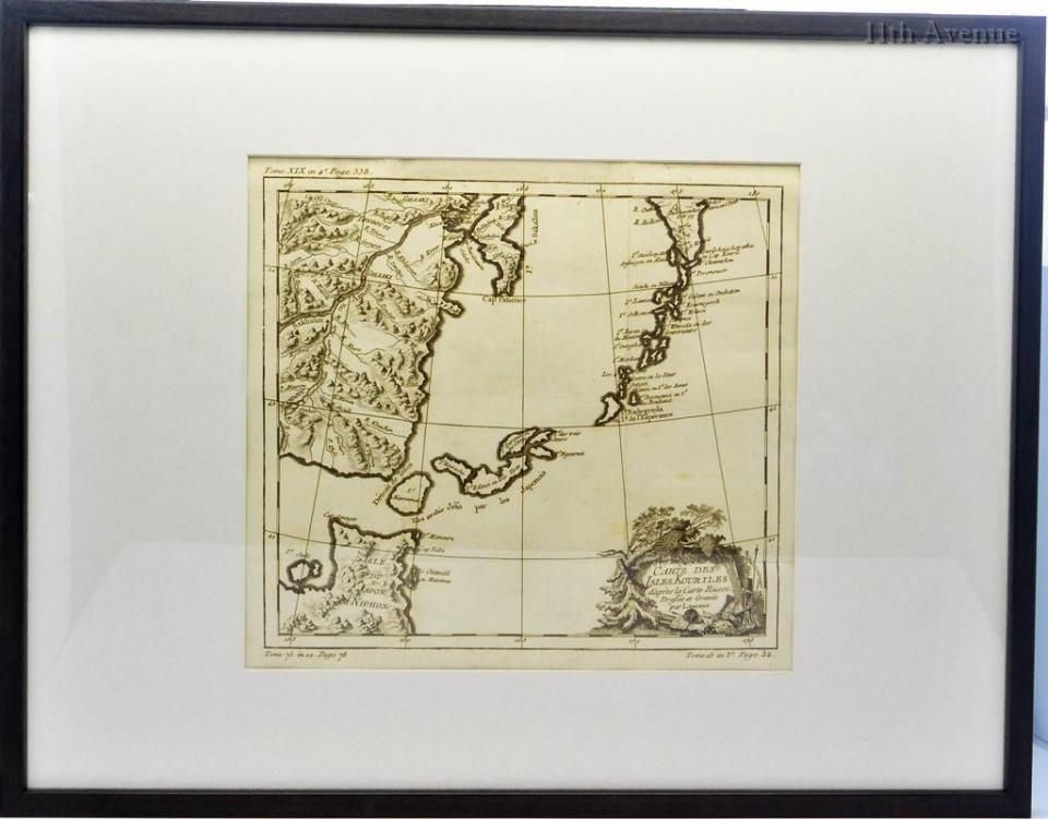 ベラン【フランス】 千島列島図 銅版画 18世紀 - 西洋 ベラン【フランス】 千島列島図 銅版画 18世紀 - 西洋