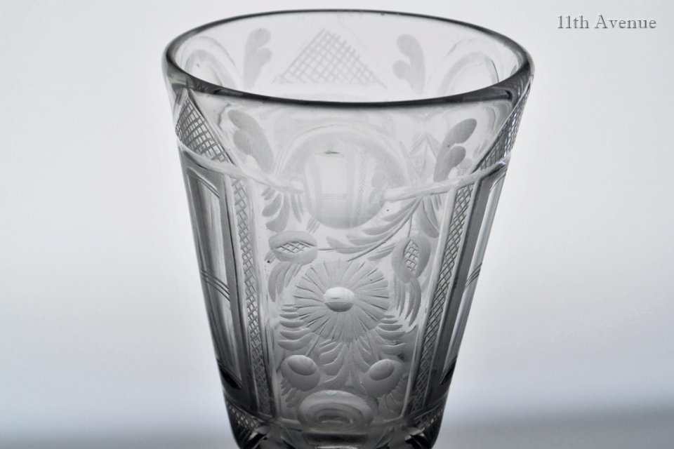 ボヘミアンガラス【18世紀】 バロック様式花文ゴブレット - 西洋 