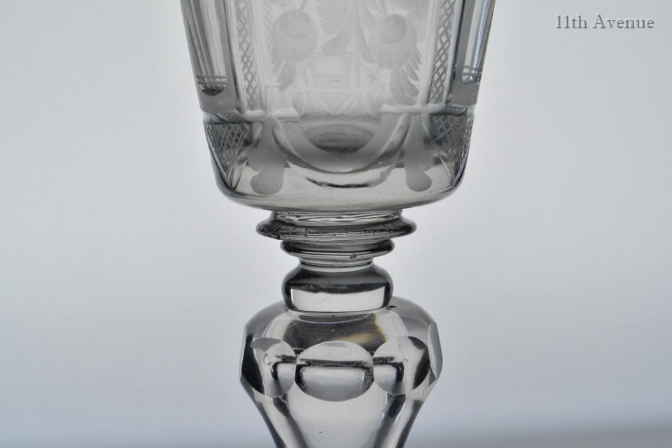 ボヘミアンガラス【18世紀】 バロック様式花文ゴブレット - 西洋