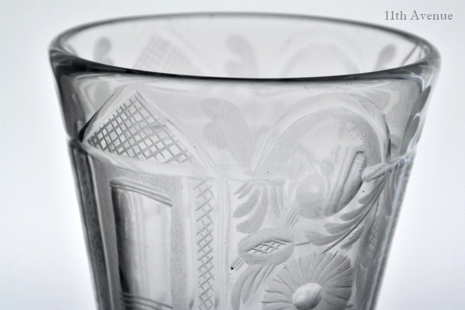 ボヘミアンガラス【18世紀】 バロック様式花文ゴブレット - 西洋 