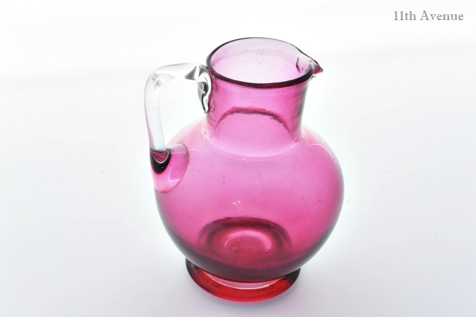 イギリス【アンティーク】クランベリーガラスのピッチャー 19世紀 