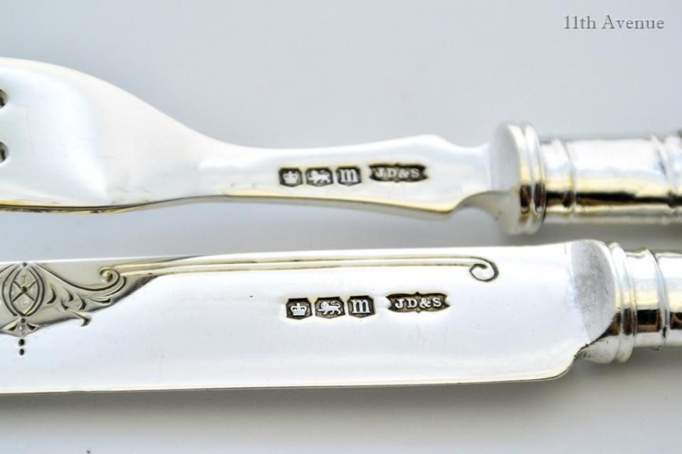 【James Dixon】 【純銀】透かしのバターナイフ 1911年 James Dixon】 【純銀】透かしのバターナイフ 1911年