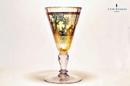 ボヘミア【アンティーク】ゴールドサンドイッチガラスのワイングラス