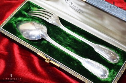 ピュイフォルカ【フランス】純銀製ルイ16世様式スプーン＆フォークペア 