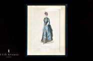 Paris-Toilette【フランス】ブルー&ダークグレードレスのファッションプレート　1880年代