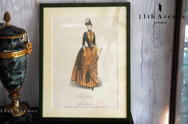 Gutman,Loew&Cie【フランス】グリーンドレスのファッションプレート