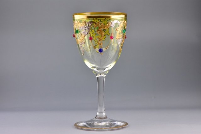 ボヘミア【アンティーク】ジュール装飾金銀彩グラス