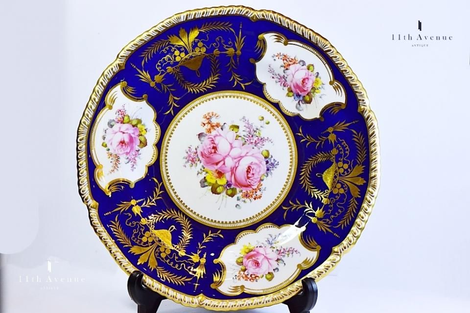 ロイヤルクラウンダービー（イギリス）薔薇文プレート 1900年≪Royal crown derby rose design plate≫ -  西洋アンティーク 11th Avenue | 銀座のアンティーク専門店