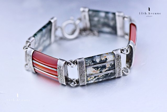 モスアゲート＆シルバー　スコティッシュ・ブレスレット≪Moss agate & silver scottish bracelet≫