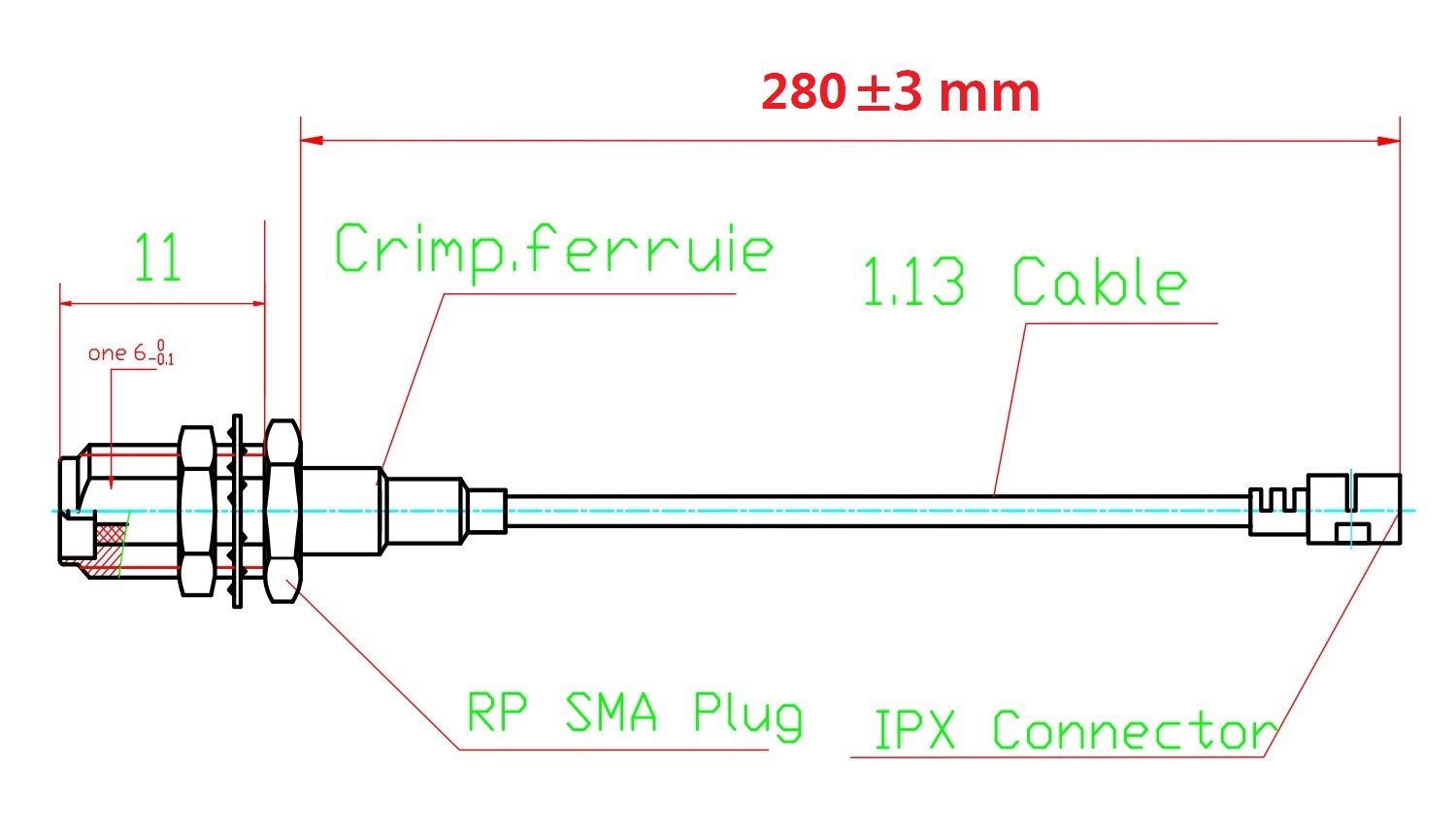ワイヤレス アンテナ+ケーブルセット WiFi Antenna RP-SMA + UFL/IPX ケーブル 2.4GHz/5.0GHz WIFI/ WLAN/3G/4G pci-e miniカード用