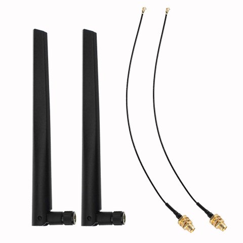 ワイヤレス アンテナ+ケーブルセット WiFi Antenna RP-SMA + UFL/IPX ケーブル 2.4GHz/5.0GHz  WIFI/WLAN/3G/4G pci-e miniカード用