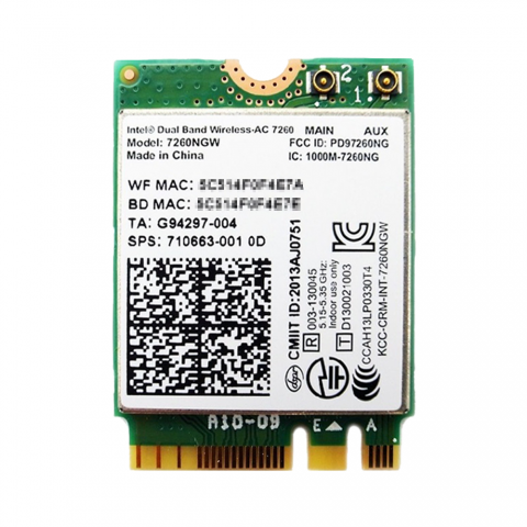 インテル Intel Dual Band Wireless-AC 7260 デュアルバンド 2.4/5GHz 802.11ac 最大867Mbps +  Bluetooth 4.0 M.2 無線LANカード 7260NGW