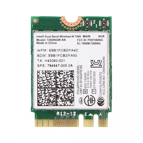 インテル Intel Dual Band Wireless-N 7260 デュアルバンド 2.4/5GHz 2x2 802.11a/b/g/n +  Bluetooth 4.0 M.2 無線LANカード 7260NGW AN