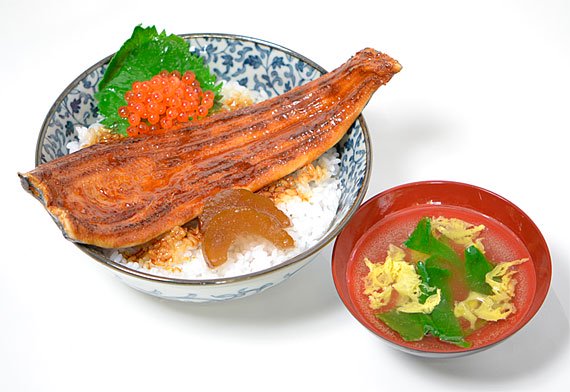 食品サンプル】うな丼と汁物のセット【和食】 - fake food HATANAKA