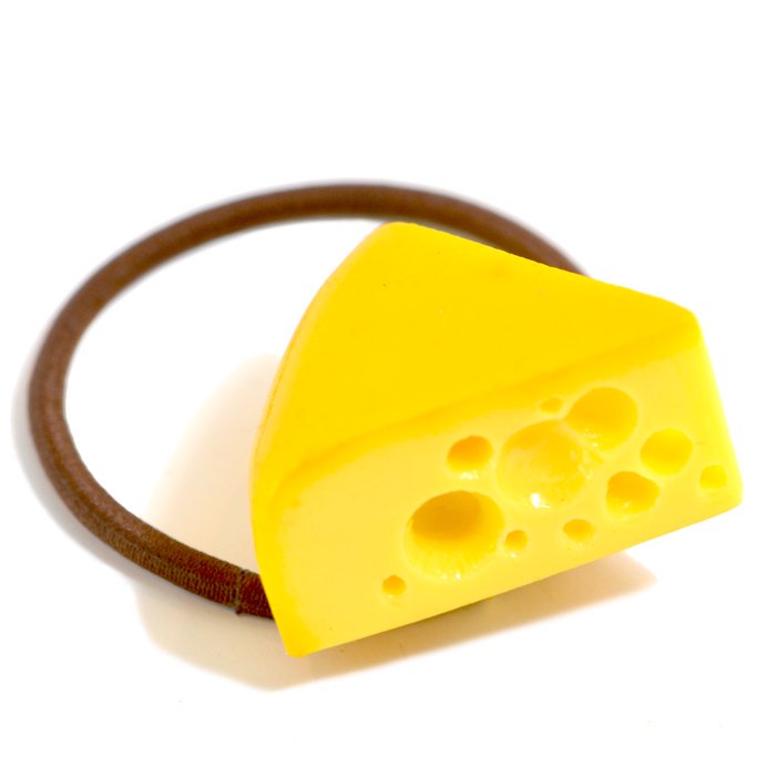 食品サンプル 穴あきチーズのヘアゴム アクセサリー