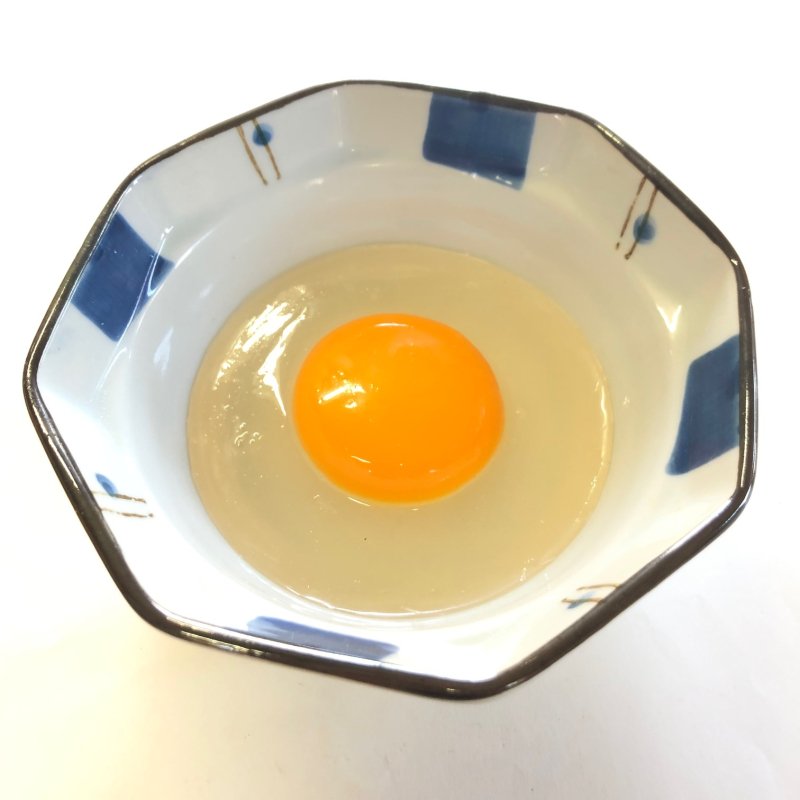 食品サンプル】小鉢に割り入れた生卵【和食】 - fake food HATANAKA - 食品サンプルの畑中