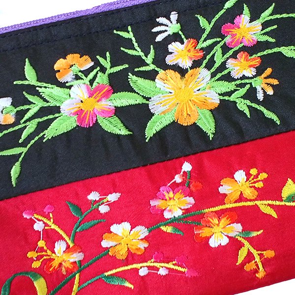 ベトナム 刺繍 シルク ポーチ