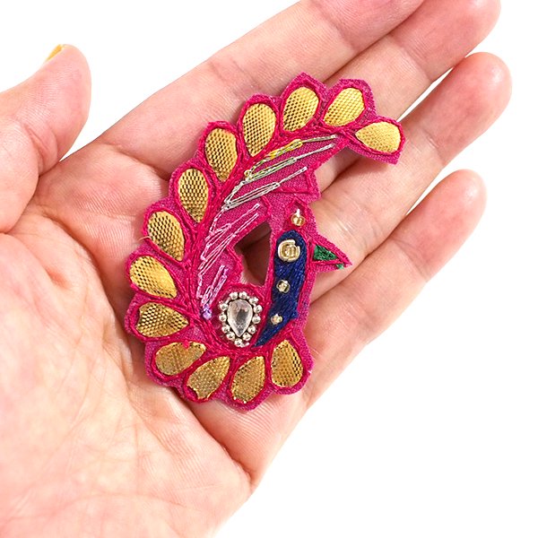 インド 孔雀 刺繍 ワッペン （3色 縫い付けるタイプ）【画像6】