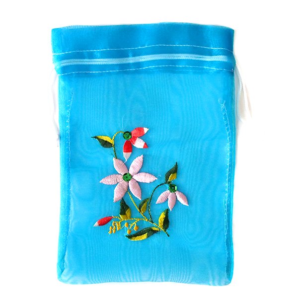 ベトナム オーガンジー 刺繍 巾着（花 C 中サイズ 19×14）【画像5】