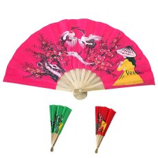 ピンク 雑貨 ベトナム 扇子 鶴とアオザイの女の子 