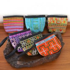 少数民族 ポーチ バッグ モン族 刺繍 ポーチ コインケース フック付き  6種