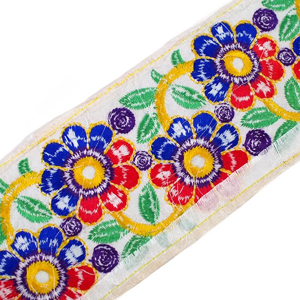 チロリアンテープ 刺繍 花 幅7.5cm/50cm単位売り ハンドメイド コラージュ素材