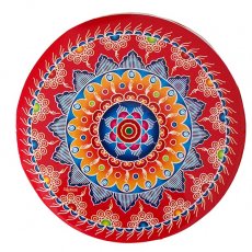 インド雑貨／ネパール雑貨 インド ランゴリ ステッカー G 丸型  直径約24cm 幸福 繁栄を呼び神様を招く 砂絵モチーフ
