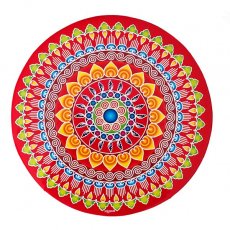 インド雑貨／ネパール雑貨 インド ランゴリ ステッカー  A 丸型  直径約24cm 幸福 繁栄を呼び神様を招く 砂絵モチーフ