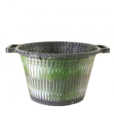 マーブリングプラスチック雑貨 セネガル プラスチック持ち手付きの桶（グレイ 12リットル）