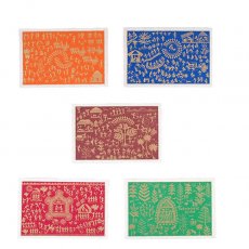 茶・ブラウン 雑貨 インド chimanlals（チマンラール）メッセージカード WARLI 5色（封筒付き）