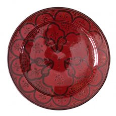 モロッコ チュニジア 陶器 モロッコ サフィ 陶器 皿（赤茶 20cm）