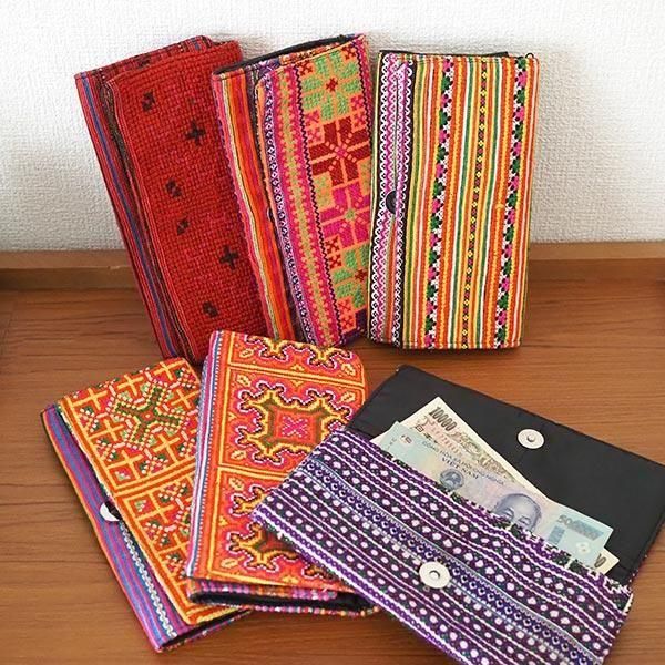モン族古布の刺繍 長財布 6種