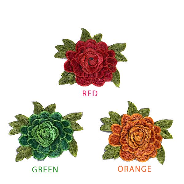ベトナム  薔薇 刺繍 ワッペン（6色 縫い付けるタイプ）【画像3】