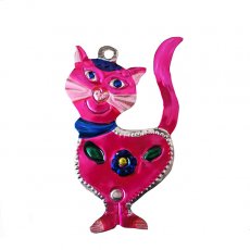 ネコ  猫 モチーフ 雑貨 メキシコ ブリキ オーナメント ネコ ピンク