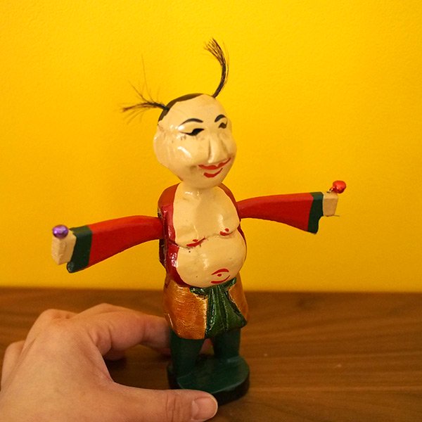 ベトナム 水上人形劇 木の人形（鈴を鳴らす男性人）【画像5】