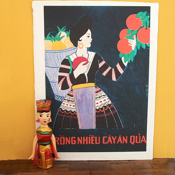 ベトナム プロパガンダ アート ポスター 【多くの果樹の中で】約40×30【画像5】