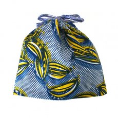 アフリカ バッグ 小物雑貨 ブルキナファソ パーニュ ミニ巾着（ブルー）