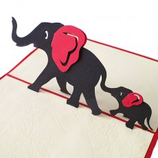 ゾウ 象 モチーフ 雑貨 ベトナム 切り絵 ポップアップカード（象の親子 15×10）