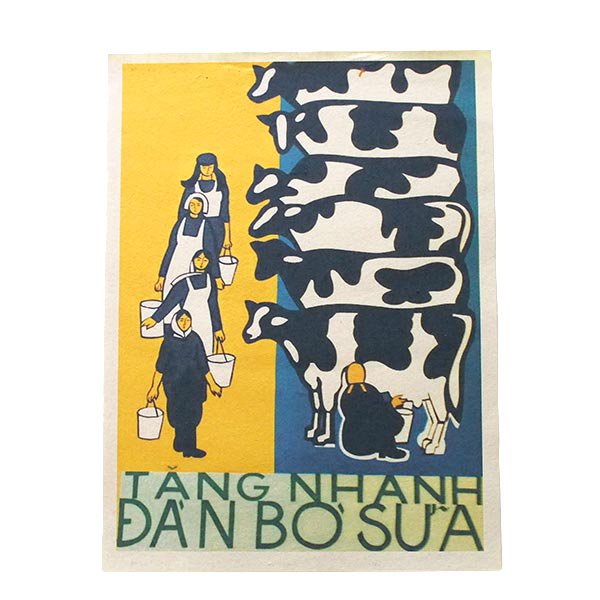 ベトナム プロパガンダ アート ポスター【乳牛の急速な増加】約40×30【画像1】