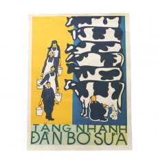 ベトナム 雑貨 ベトナム プロパガンダ アート ポスター【乳牛の急速な増加】約40×30