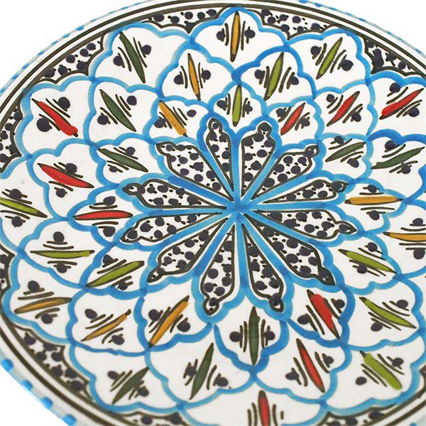 チュニジア SLAMA製 手描き 皿（ターコイズ 20cm）【画像2】