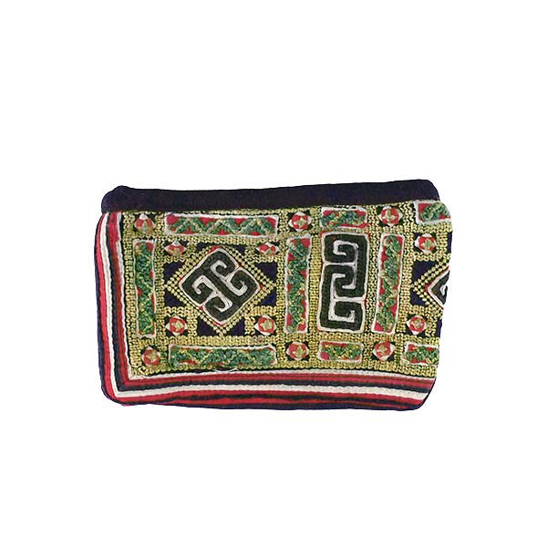 黒モン族 刺繍 ポーチ 11×17 古布 少数民族